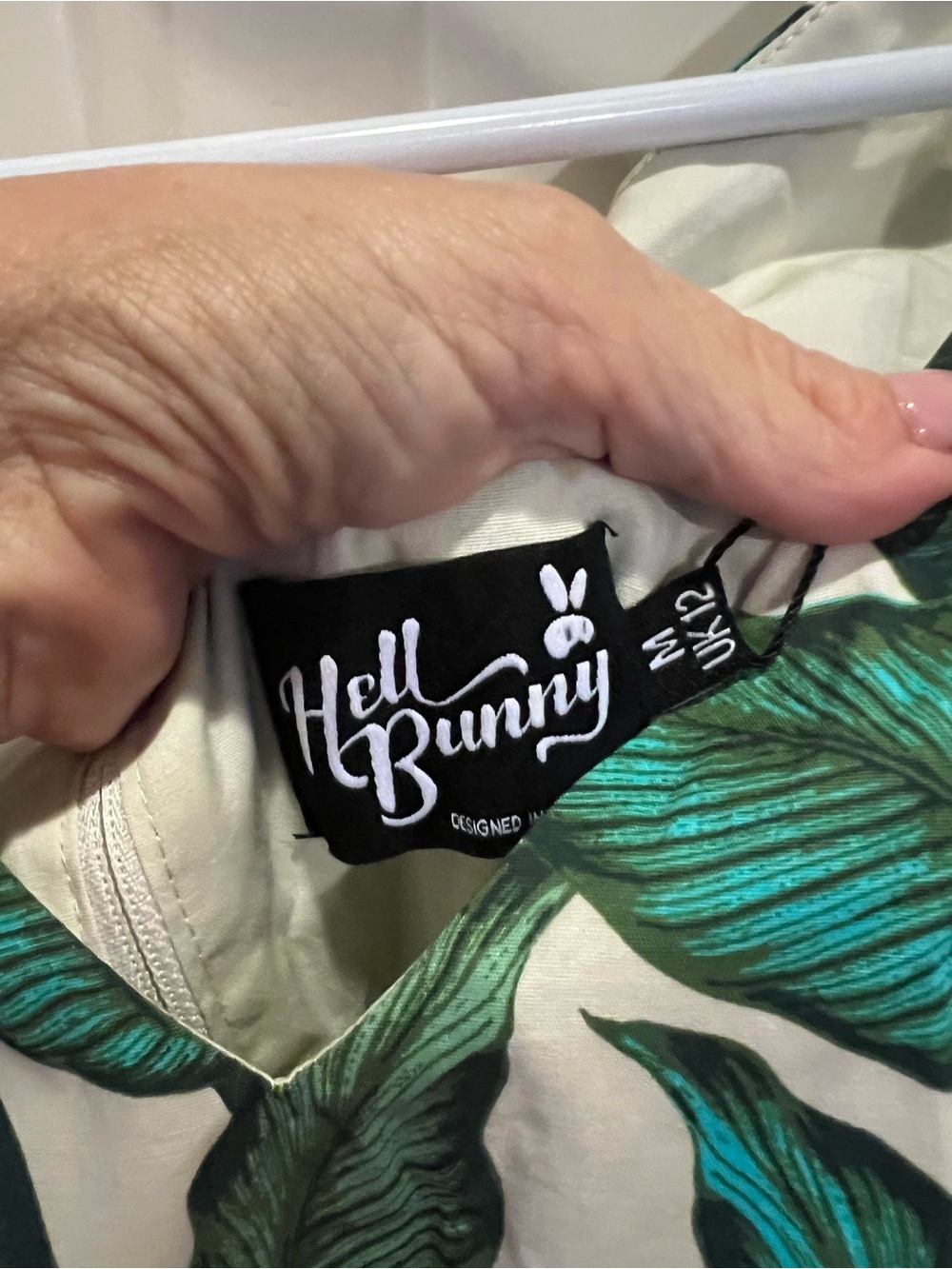 Hell Bunny Teal and Emerald Tropical Leaf Dress